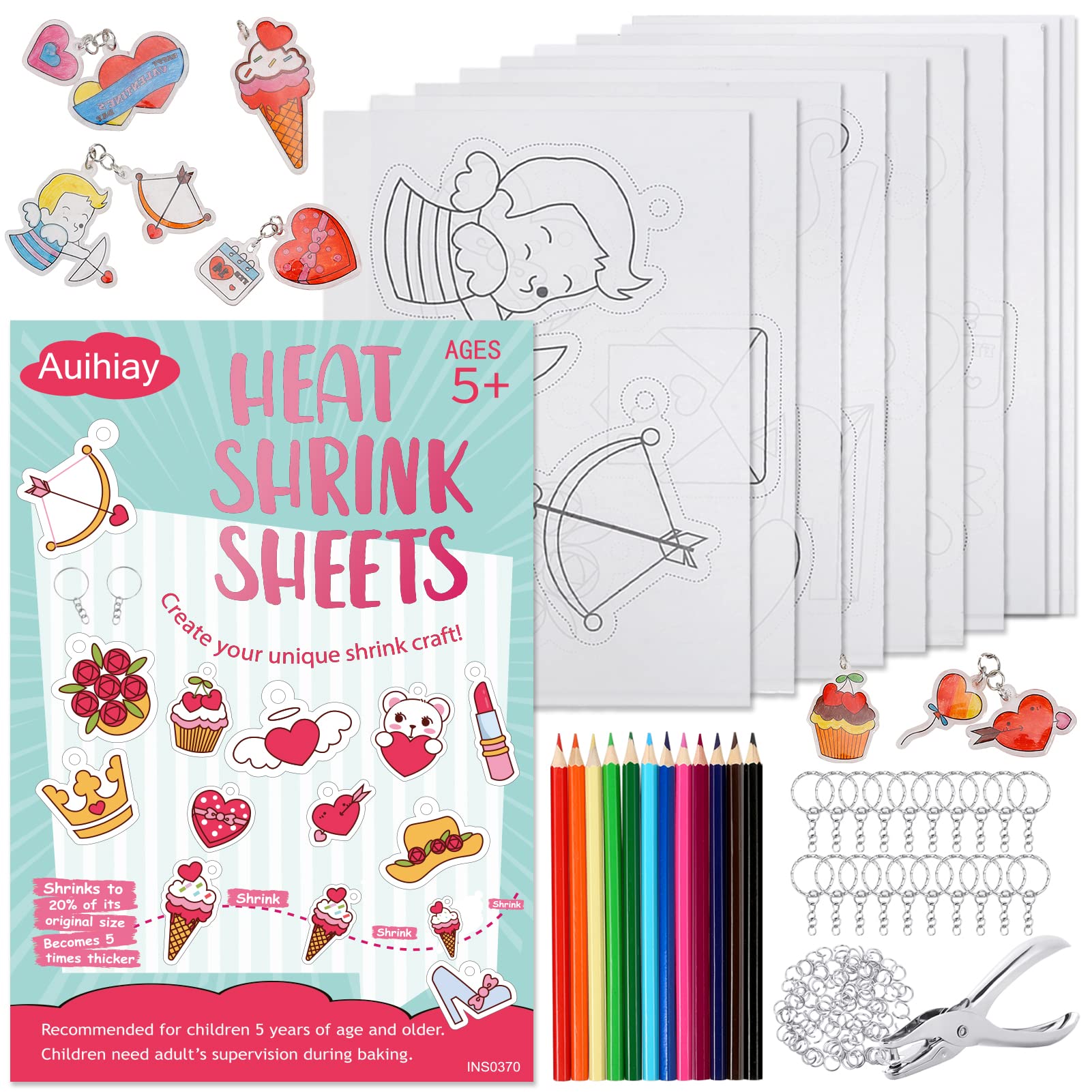 Auihiay 20 Pieces Sanded Shrink Plastic Sheets, Shrink Films Papers Kids  Creative Craft, 7.9 X 5.7 inch / 20 X 14.5 cm