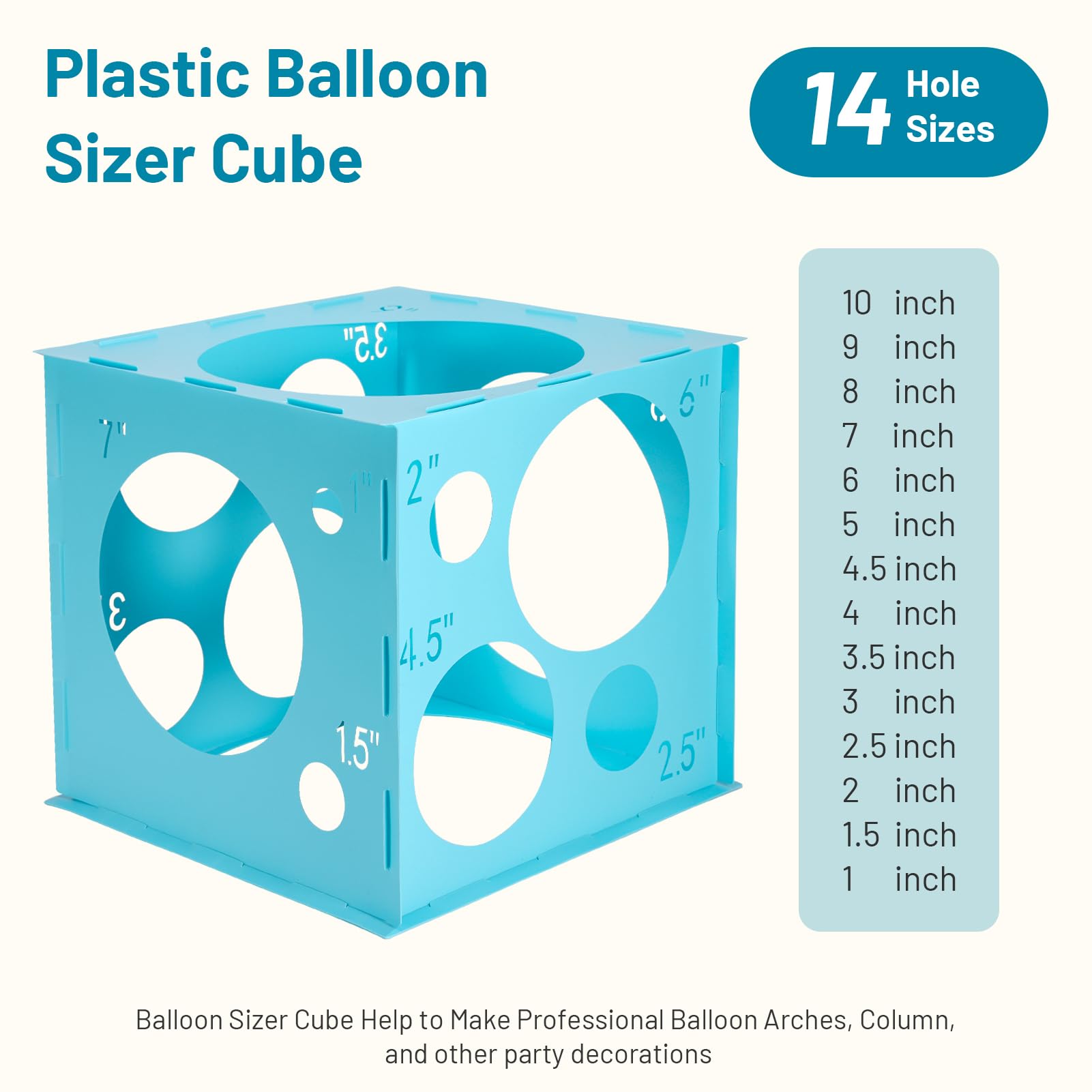 Auihiay 12 Holes Balloon Sizer Cube Box Collapsible Plastic Balloon  Measurement Tool for Balloon Decorations, Balloon Columns, Balloon Arches  (2-10